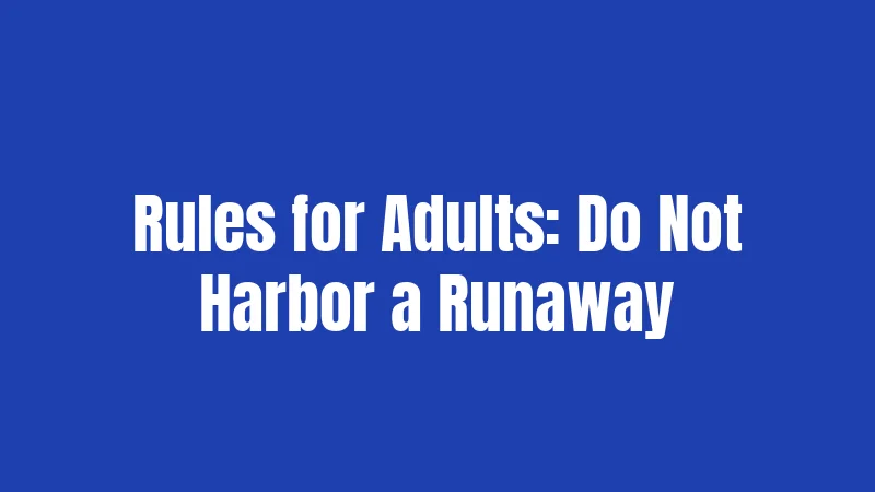 Rules for Adults: Do Not Harbor a Runaway