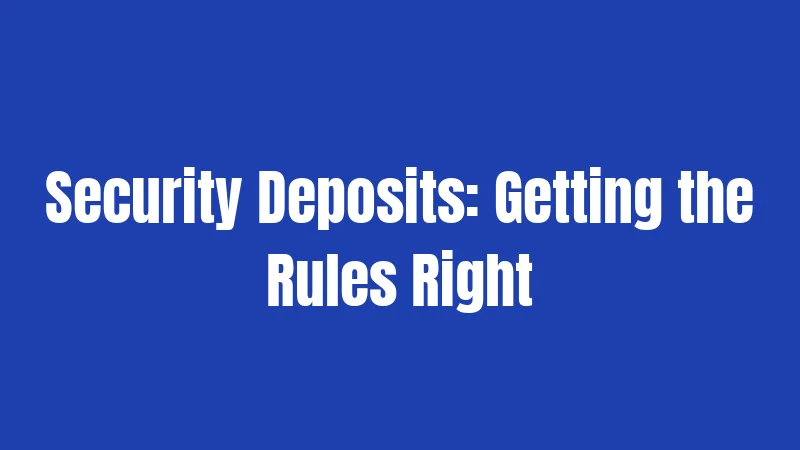 Security Deposits: Getting the Rules Right