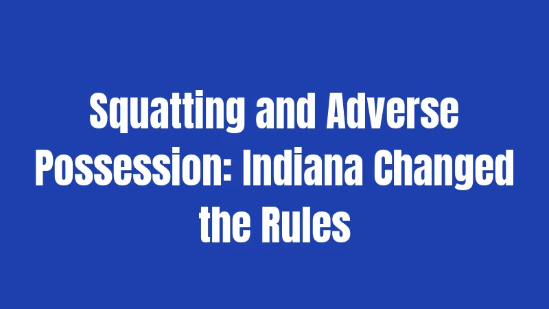 Squatting and Adverse Possession: Indiana Changed the Rules