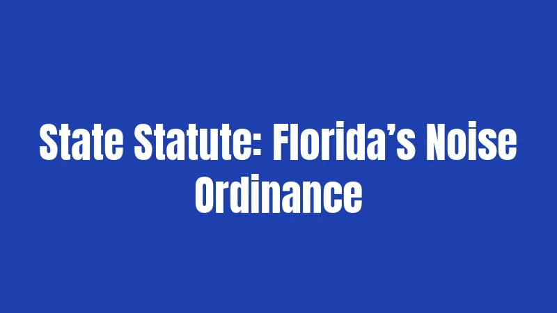 Loud Music Laws in Florida (2026): Don't Let the Volume Cost You 2 State Statute: Florida’s Noise Ordinance