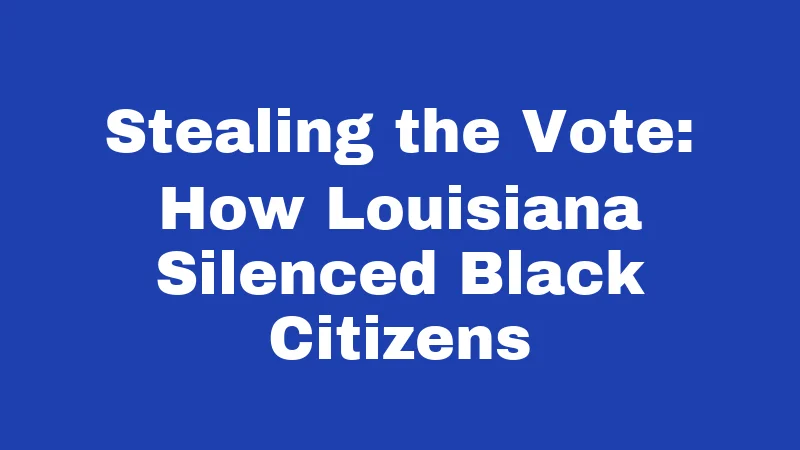 Jim Crow Laws in Louisiana (2026): A Dark Chapter America Can't Forget 3 Stealing the Vote: How Louisiana Silenced Black Citizens