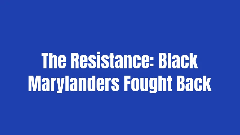 The Resistance: Black Marylanders Fought Back