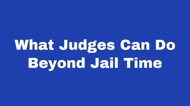 What Judges Can Do Beyond Jail Time
